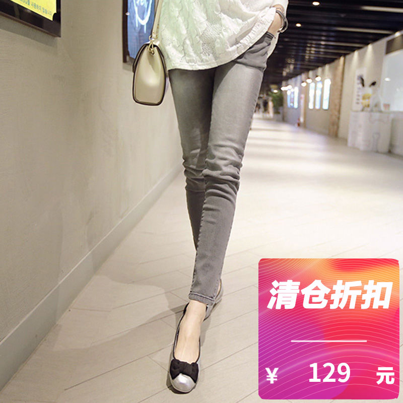 韓國孕婦牛仔褲春夏薄款託腹九分2019新款時尚夏季大碼潮媽小腳褲