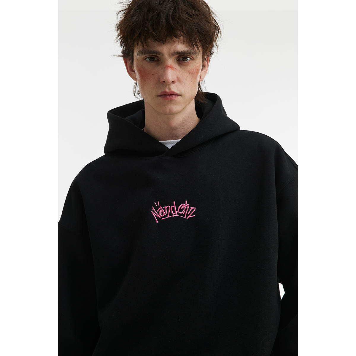 男道潮牌美式重磅连帽卫衣男女高街字母印花宽松重磅无性别帽衫 - 图1