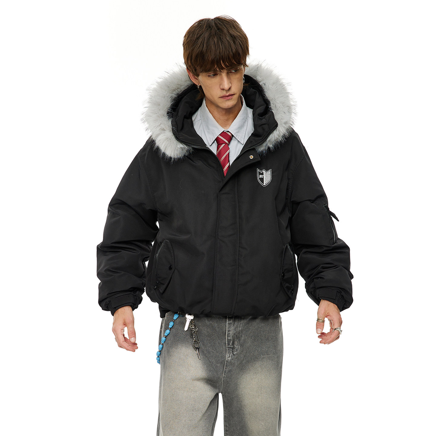 男道美式复古毛领连帽棉服男女2025冬季潮牌情侣保暖加厚棉衣外套,淘宝优惠券,粉丝福利购,淘宝优惠卷