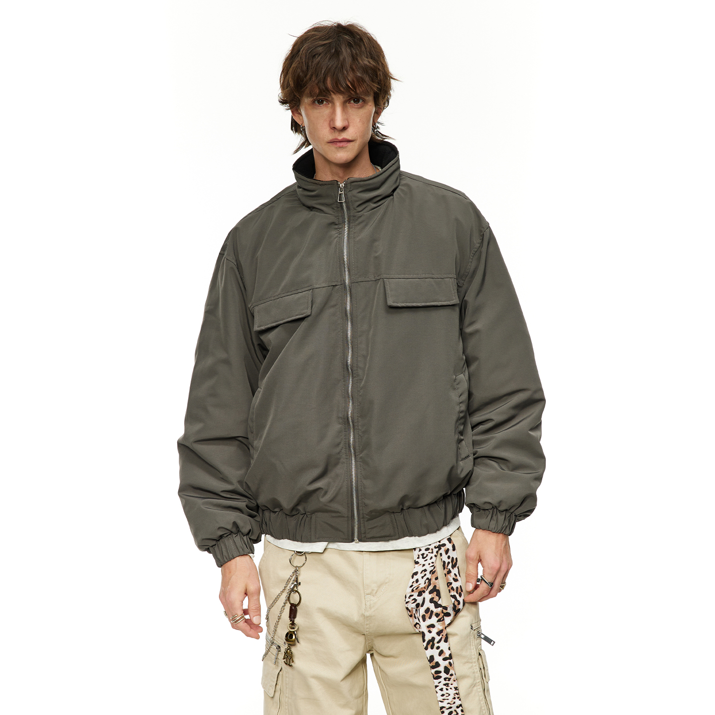 男道美式复古立领cleanfit工装羽绒服男2025冬季宽松加厚羽绒外套 - 图0