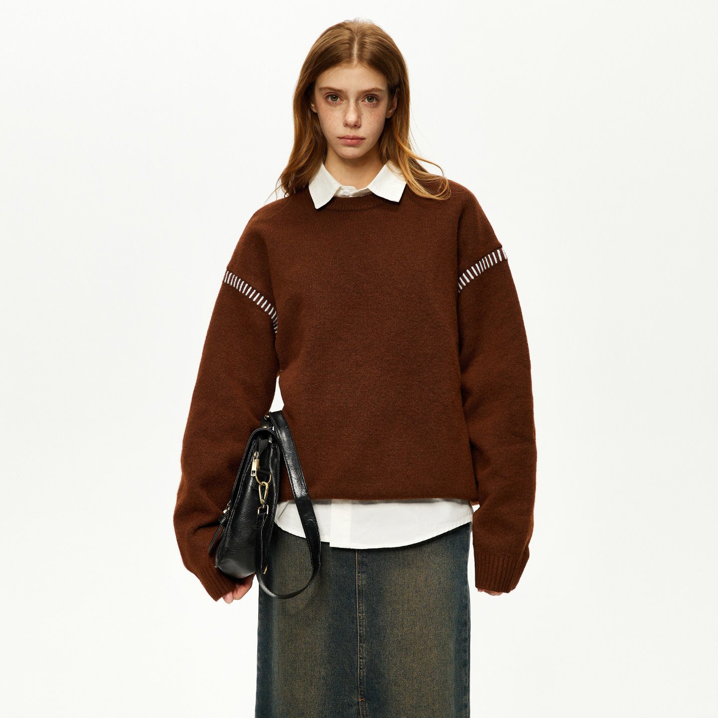 男道美式套头毛衣男秋冬季圆领宽松保暖毛衣简约纯色情侣款针织衫,淘宝优惠券,粉丝福利购,淘宝优惠卷