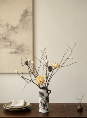 客厅玄关陶瓷花瓶干枝天然树枝装饰干花插花现代新中式