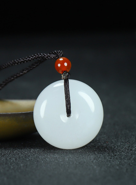 天然满肉金丝玉平安扣圆形吊坠项坠送节日礼物配饰品白色