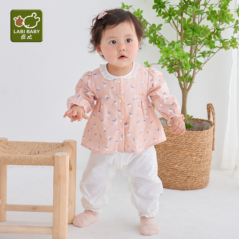 拉比婴儿2023春装新款女宝宝哈衣 拉比母婴连身衣/爬服/哈衣