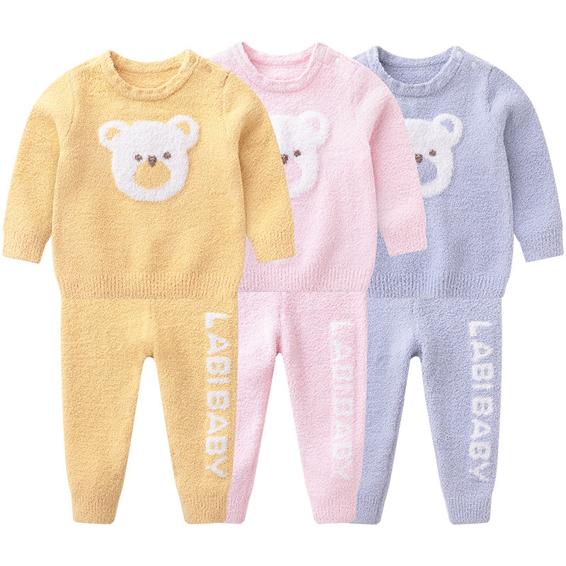 【商场同款】拉比童装套装2025年秋冬儿童羽棉半边绒男女宝宝保暖