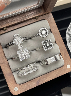 复古做旧十字架时尚开口戒指女小众中性风嘻哈朋克个性简约食指环