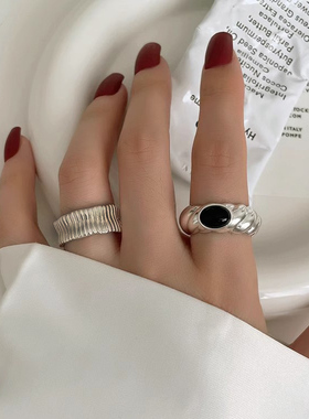 小众设计时尚个性酷帅麻花戒指女冷淡风简约ins潮流气质开口指环