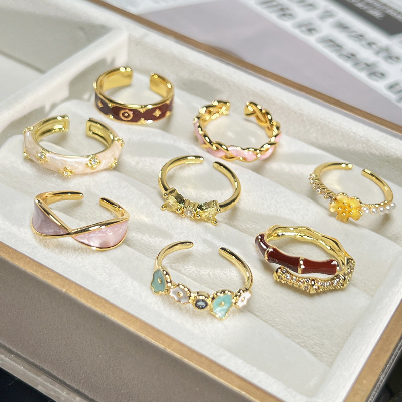 2025 New Product Niche Unique Personalized Enamel Oil Drop Ring Girls Light Luxury Fashion Versatile High-end Ring