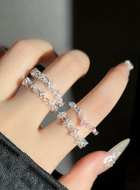 叠戴蕾丝法式温柔风精致简约戒指女时尚镂空气质冷淡风百搭食指戒