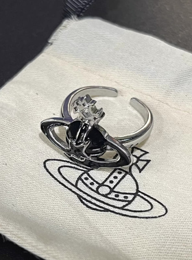 辣妹甜酷风西太后土星环绕滴油戒指耳钉女小众ins风设计感开口戒