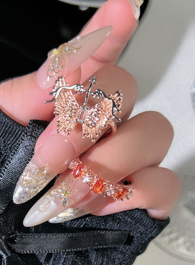 丘比特之箭双色蝴蝶羽毛开口戒指女ins潮时尚小众设计感叠戴指环