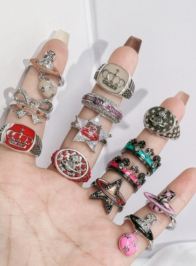 甜酷土星滴釉开口戒指女简约个性星球精致百搭朋克时尚冷淡风指环