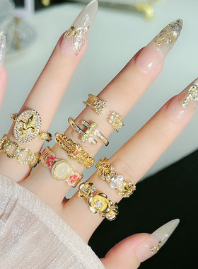 新款复古鸢尾花个性气质开口戒指女ins冷淡风高级感精致轻奢指环