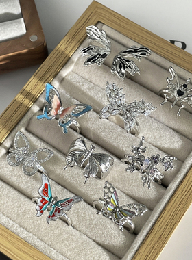 朋克异形不规则蝴蝶戒指女个性冷淡风甜酷辣妹百搭小众时尚食指戒