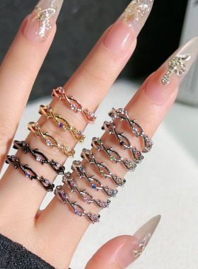 创意枝蔓森系潮流多色可选微镶戒指女时尚小众文艺清新食指戒配饰