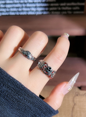 独特创意个性小猫小马情侣对戒甜酷小众设计感中性风时尚简约指环