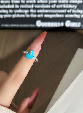 新中式小清新绿松珐琅葫芦开口戒指女简约设计感气质个性时尚指环