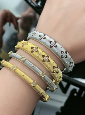 宫廷布契拉丝手镯开口意大利复古冷淡风高级感气质小众甜酷手环潮