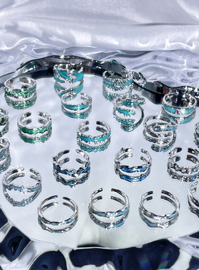 简约不规则肌理滴釉开口戒指女小众设计气质个性高级感时尚食指戒