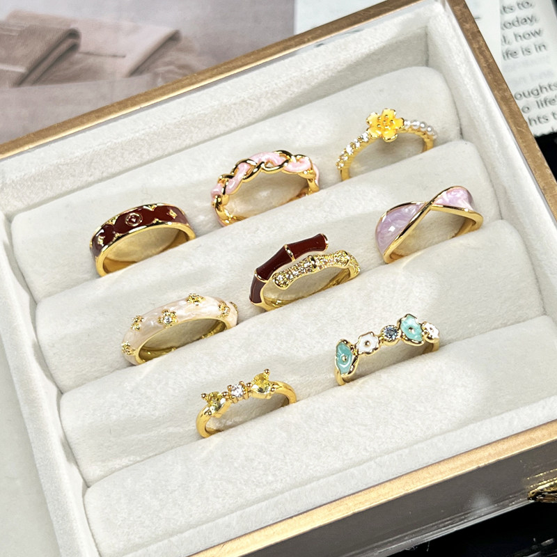 2025 New Product Niche Unique Personalized Enamel Oil Drop Ring Girls Light Luxury Fashion Versatile High-end Ring