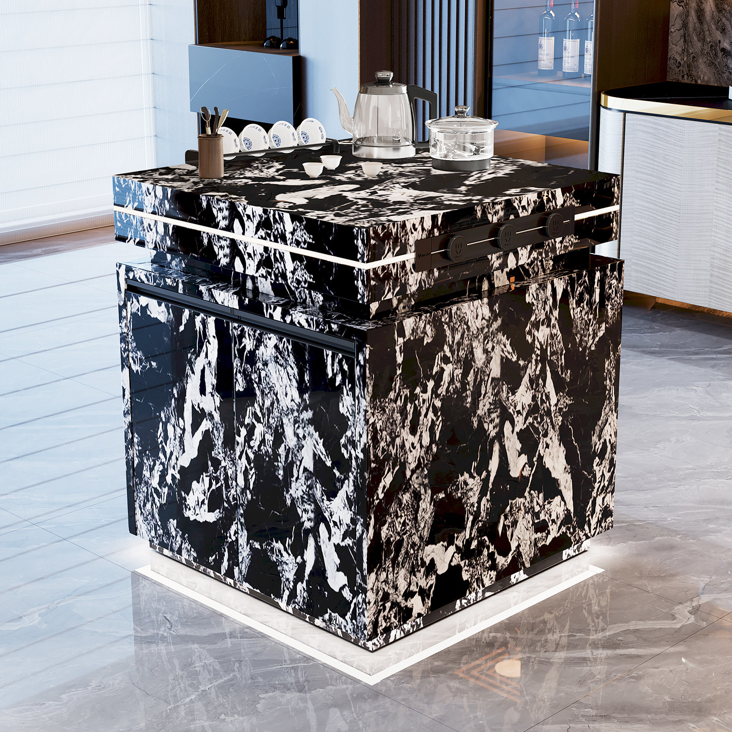 拿破仑宝格丽岩板岛台柜单独可移动餐边柜意式轻奢导台头多功能,淘宝优惠券,粉丝福利购,淘宝优惠卷