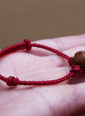 成人宝宝桃核编织红绳手链脚链