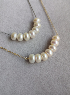 珍珠微笑925银铜镀14K真金项手链