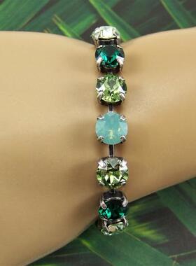 绿色奥地利橄榄石蛋白石水晶手链