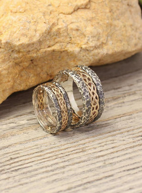 凯尔特结纯银纯金情侣对戒戒指