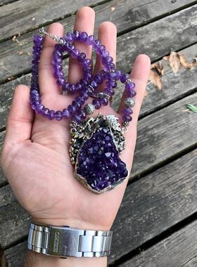 手作古罗马深紫水晶串珠项链