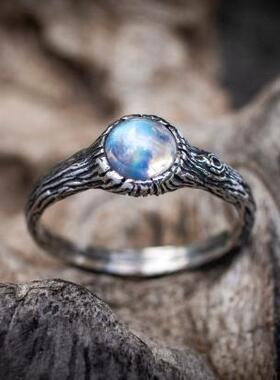 自然灵感树枝天然宝石镶嵌戒指