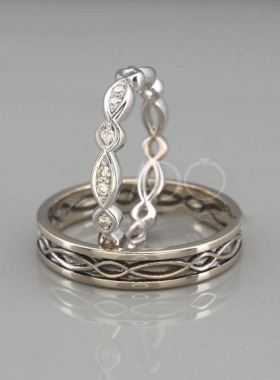 14K金镶钻结婚对戒戒指凯尔特结