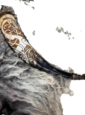 维京雕刻饮水角瓮马牛角喇叭饮酒