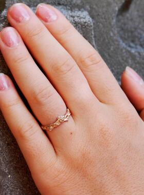 女士实心14K玫瑰金花蕾戒指婚戒