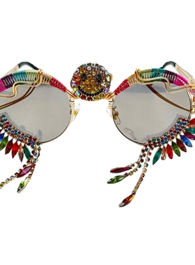 美国代购手作闪闪笑脸金属墨镜