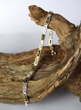 纯银深绿色天然波罗的海琥珀手链