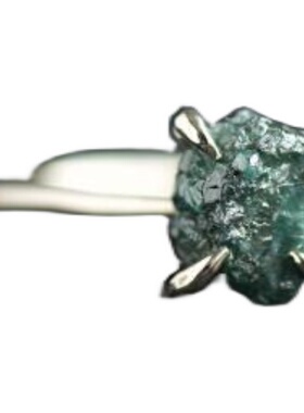 原始宝石蓝色钻石18K白金戒指