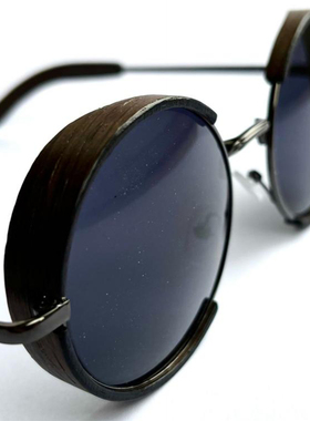 俄罗斯手作圆形橡木可拆框墨镜