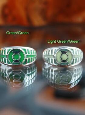 纯银复古电影灵感绿灯侠夜光戒指