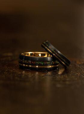 碳化钨黄金复古华丽蛋白石戒指