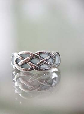 凯尔特结脚趾环925纯银戒指夜光