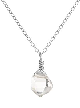 天然赫基蒙钻石银14K金填充项链