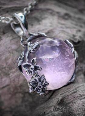 彩虹月光石树枝花枝玫瑰石英项链