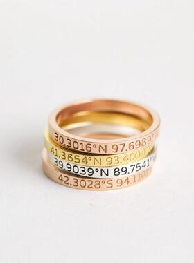 纯银18K金玫瑰金刻字诞生石戒指