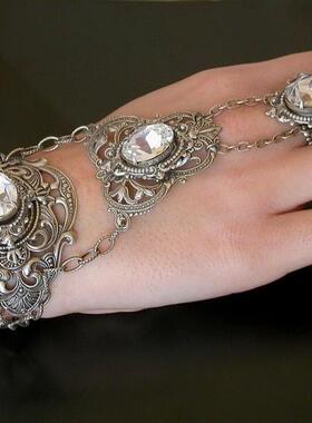 维多利亚水晶连指戒指新娘手链