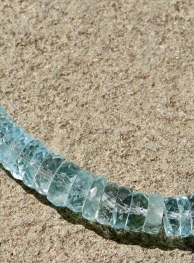 女士浅蓝海蓝宝石手链堆叠串珠