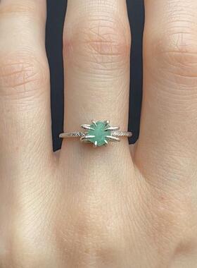 天然祖母绿翡翠六角形切割戒指