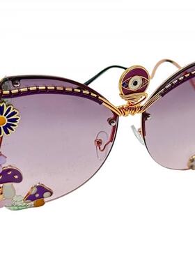 美国代购手作半透紫蝴蝶女士眼镜