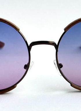 俄罗斯代购复古圆形木质太阳镜