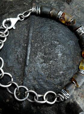 波罗的海琥珀银珠氧化纯银手链